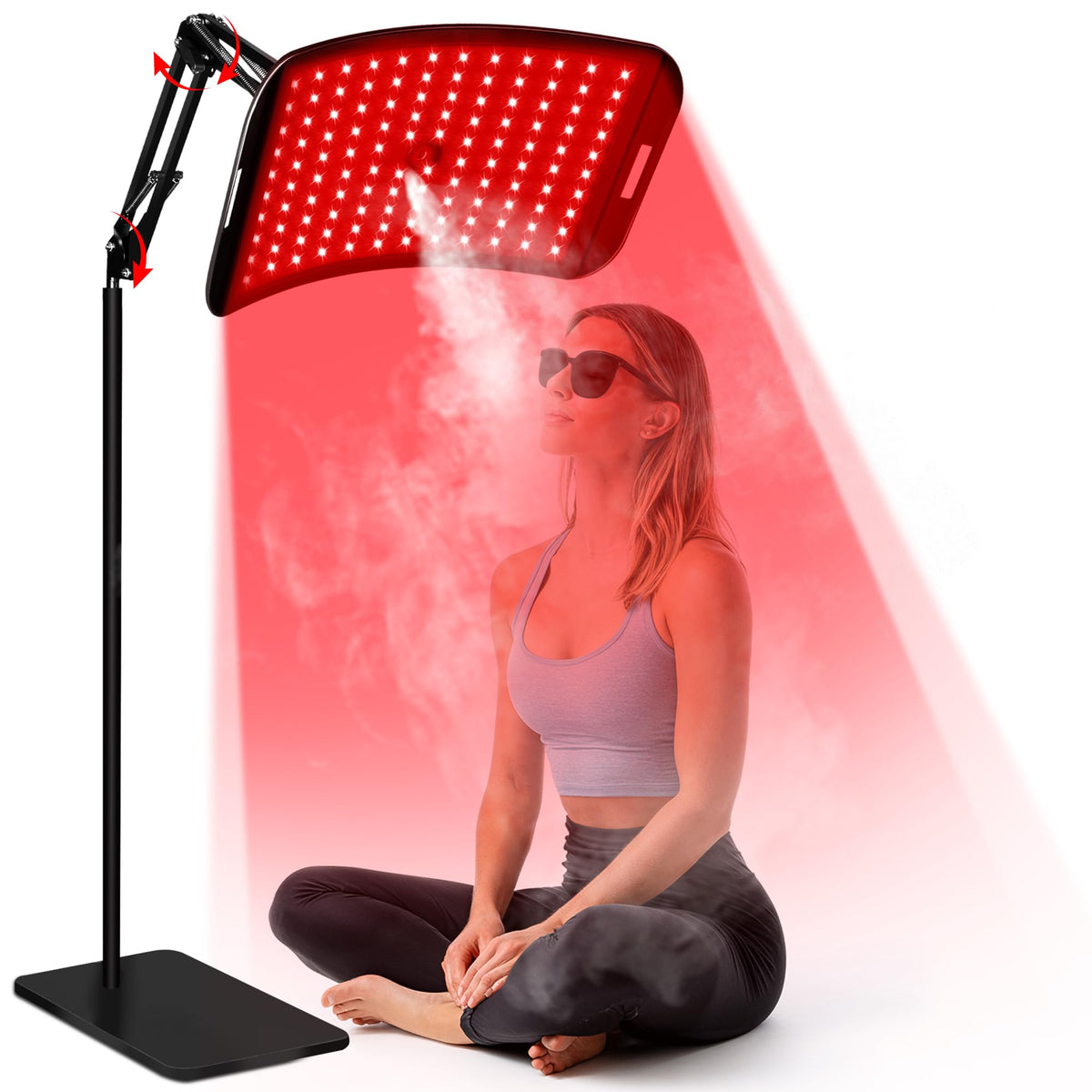 LuxReyan red-light therapy panel with dual-spectrum LEDs for facial rejuvenation.