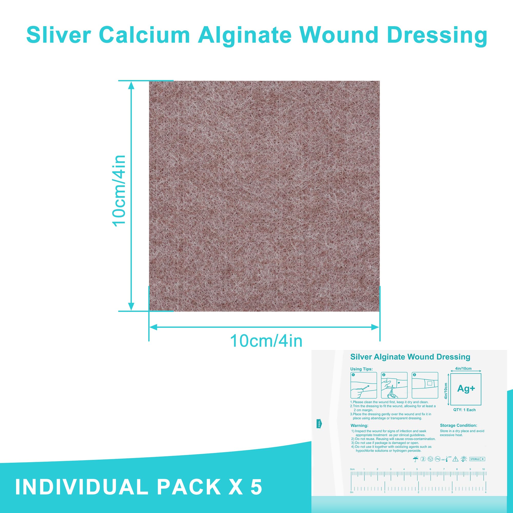 Lvonge absorbent 4x4 alginate dressing demonstrates soft gel formation for moist wound environment