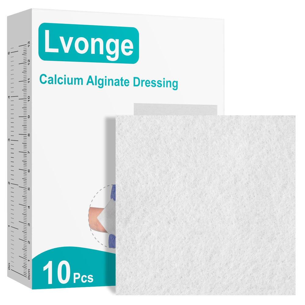 LVonge calcium alginate dressing 4x4 patch showing full coverage and high absorption