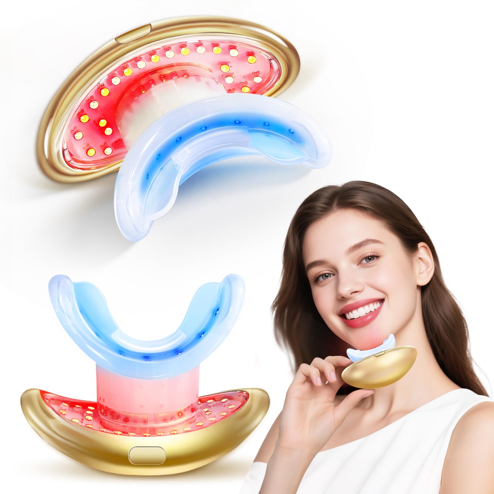 Lvseeman lip plumper device in gold, front view, premium design.