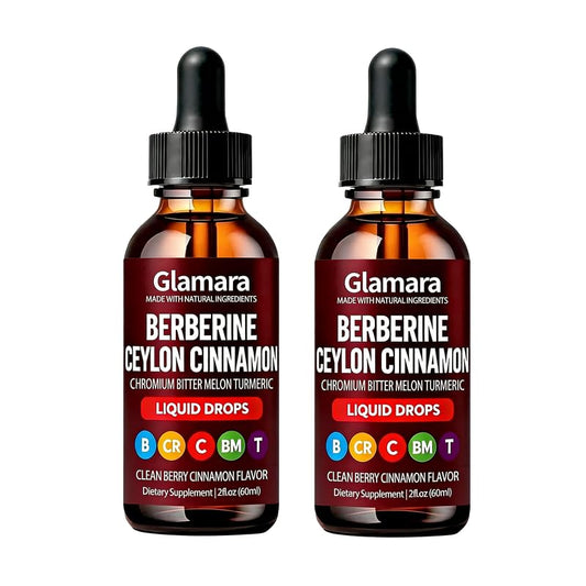Lwefao Glamara bottle close-up, berberine-cinnamon blend for daily wellness