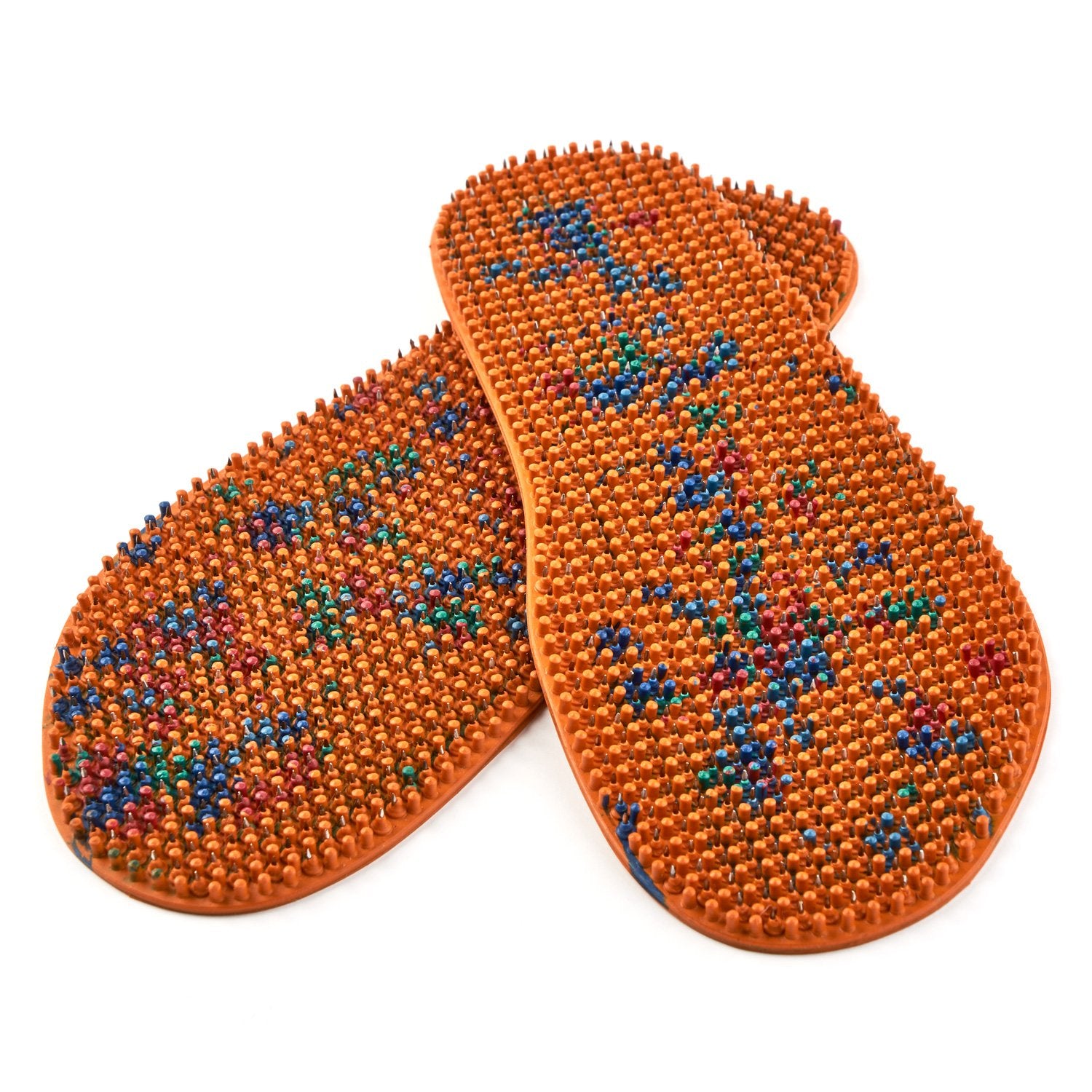 Lyapko acupuncture shoe insoles setup shows easy wear and reflexology benefits