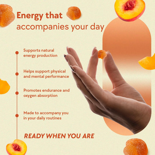 LYFE Peach Gummies bottle back with ingredients and clean label