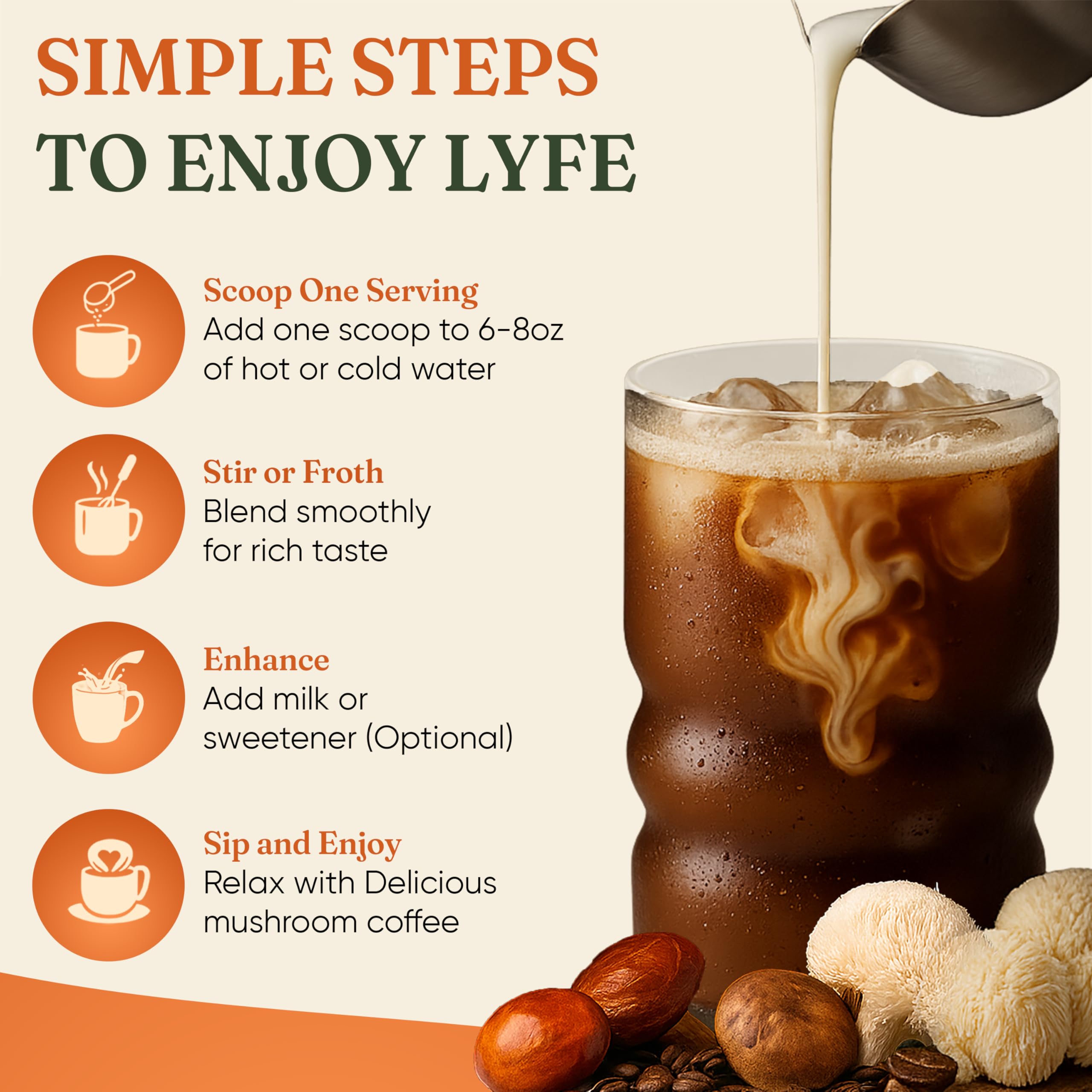 LYFE cup with steam, ready for a calm, focused moment.