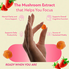 Close-up of LYFE gummies shows strawberry flavor for tasty, sustained energy.