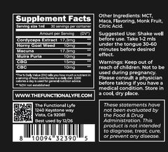LYFE tincture on shelf display illustrating vegan, non-GMO formula