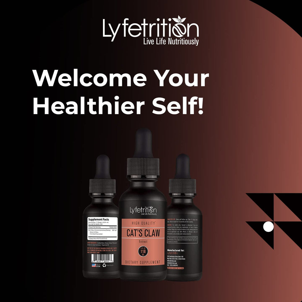 Lyfetrition Cat's Claw non-GMO label for a plant-based formula.