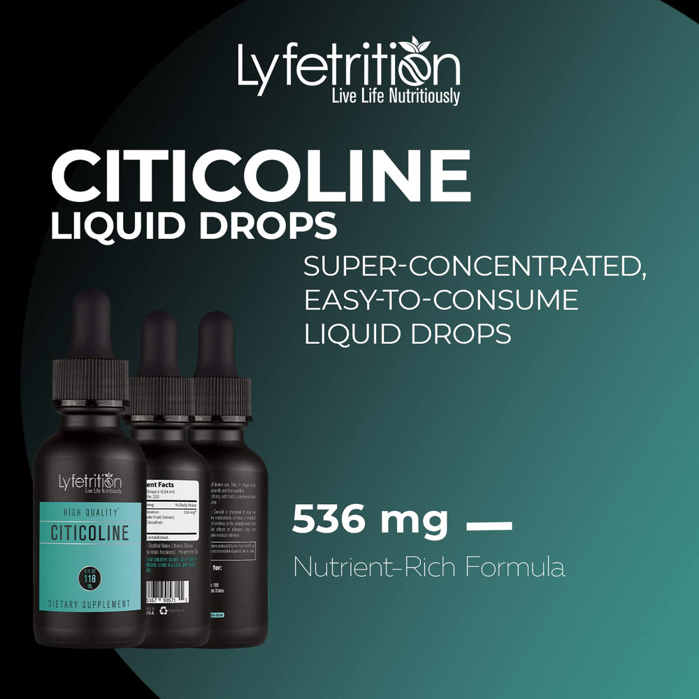 Lyfetrition Citicoline label highlights non-GMO and USA-made production.