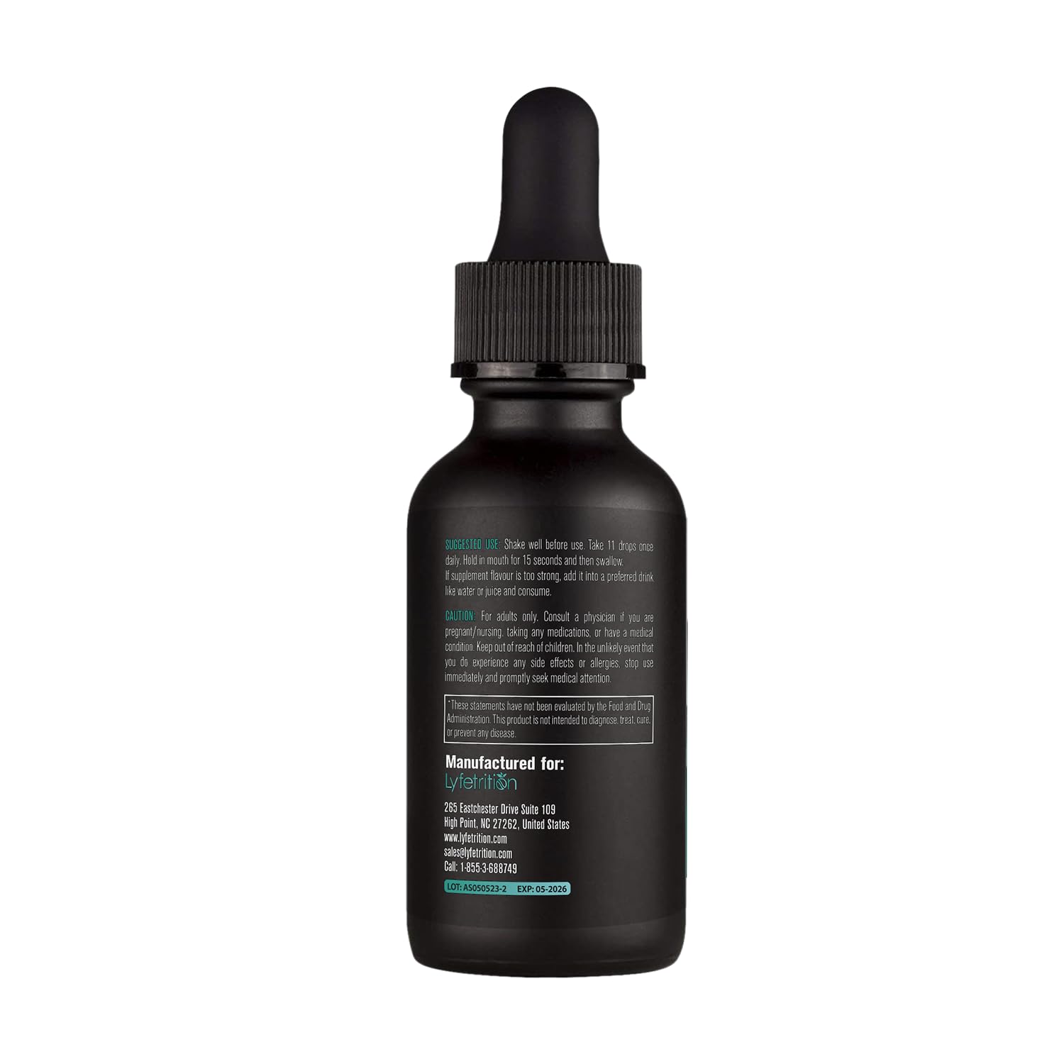 Lyfetrition Citicoline liquid drops pour into glass for pleasant mixing.