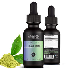 Lyfetrition L-Carnosine Liquid bottle closeup for convenient daily use.