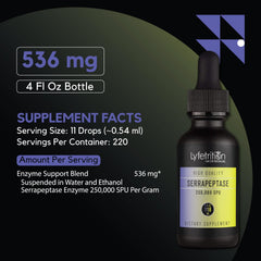 Lyfetrition Serrapeptase made in USA facility badge on packaging