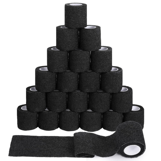 Lyksgir black self-adherent bandage wrap secures joints during activity.
