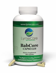 LymeCore Babcore capsules bottle displayed for daily immune balance and energy support.