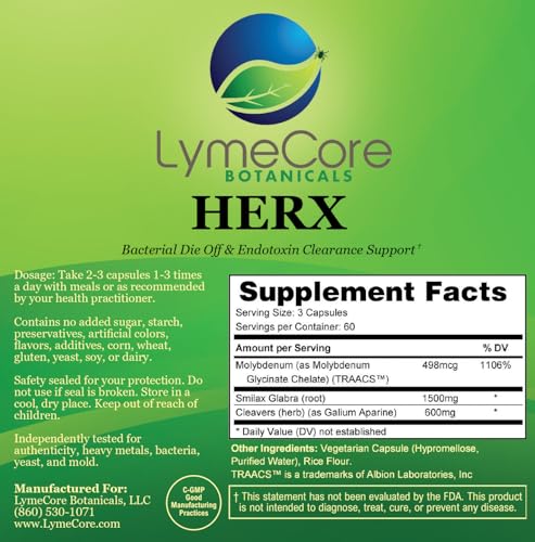 LymeCore HERX Detox capsules-closeup highlighting vegetarian non-GMO capsules