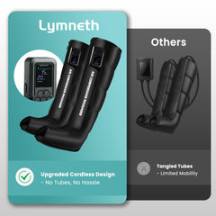 Lymneth dual-controller design enabling independent leg settings for personalized massage.