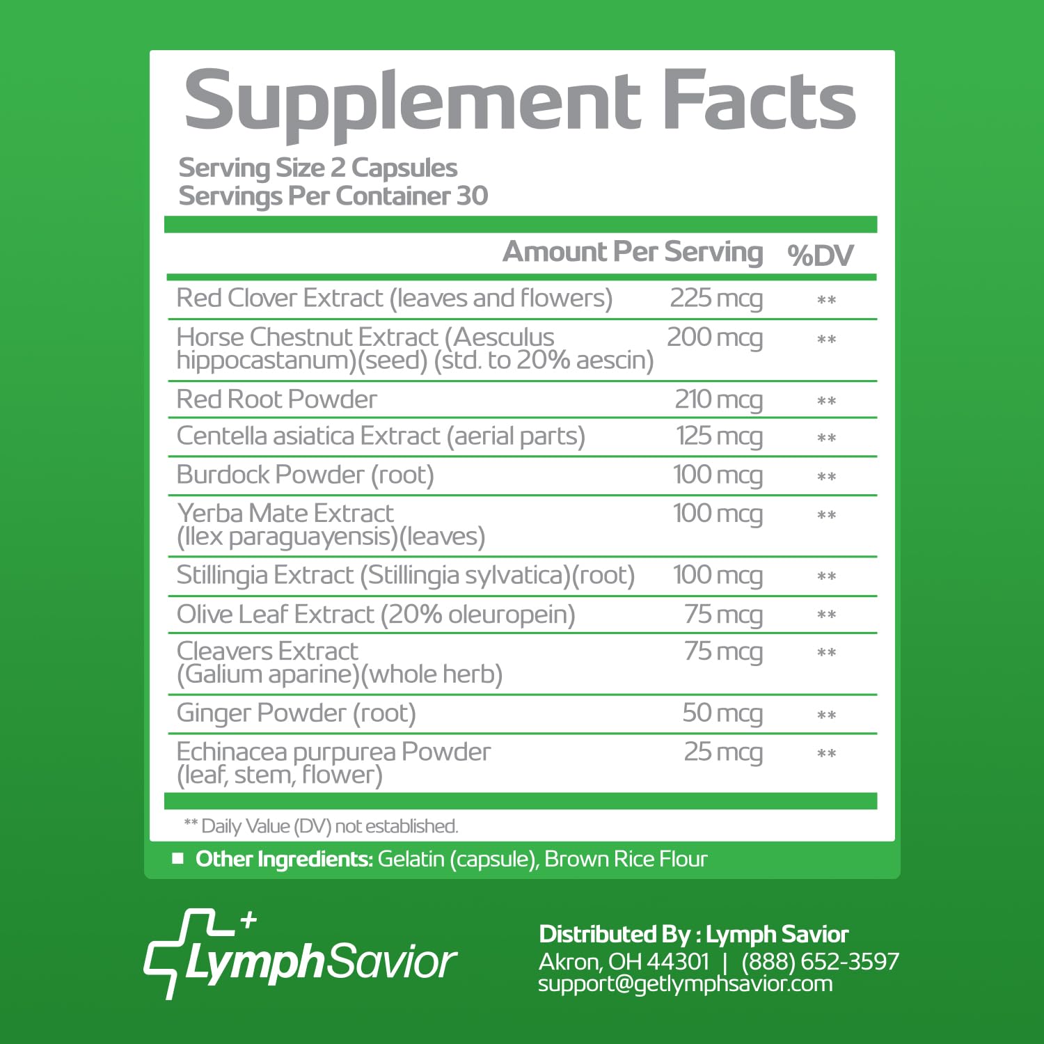 Lymph Savior capsules image showcasing convenient daily capsules for support.