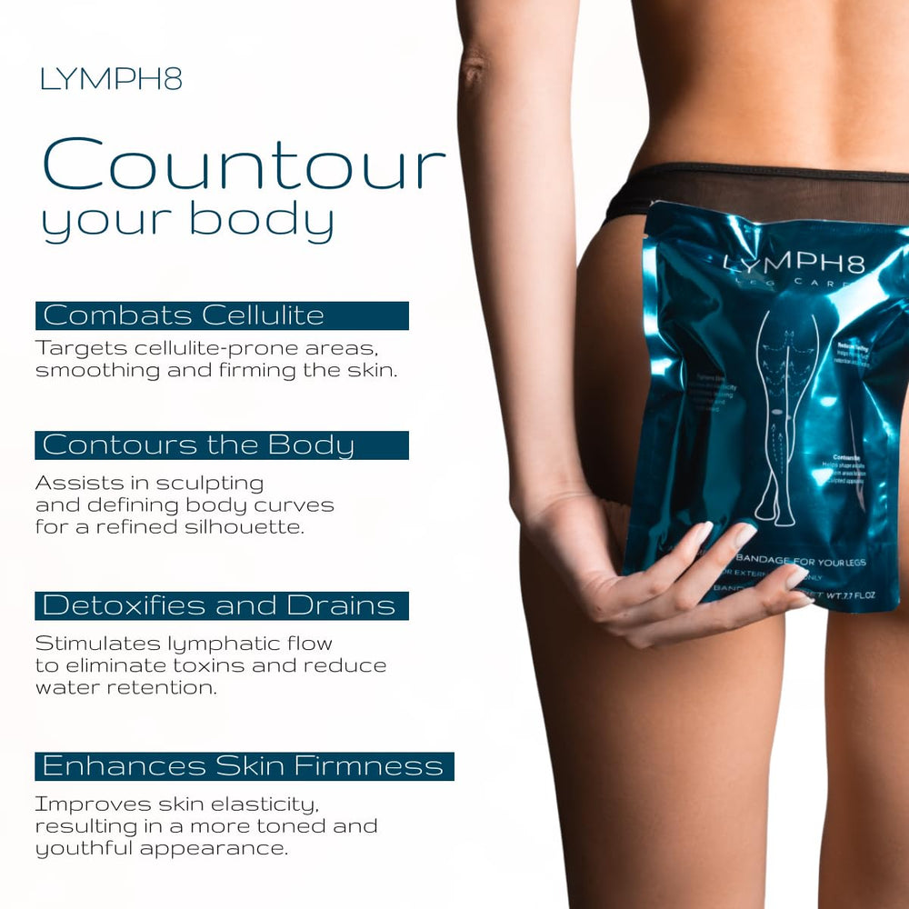 LYMPH8 serum absorbing into the skin after wrap.
