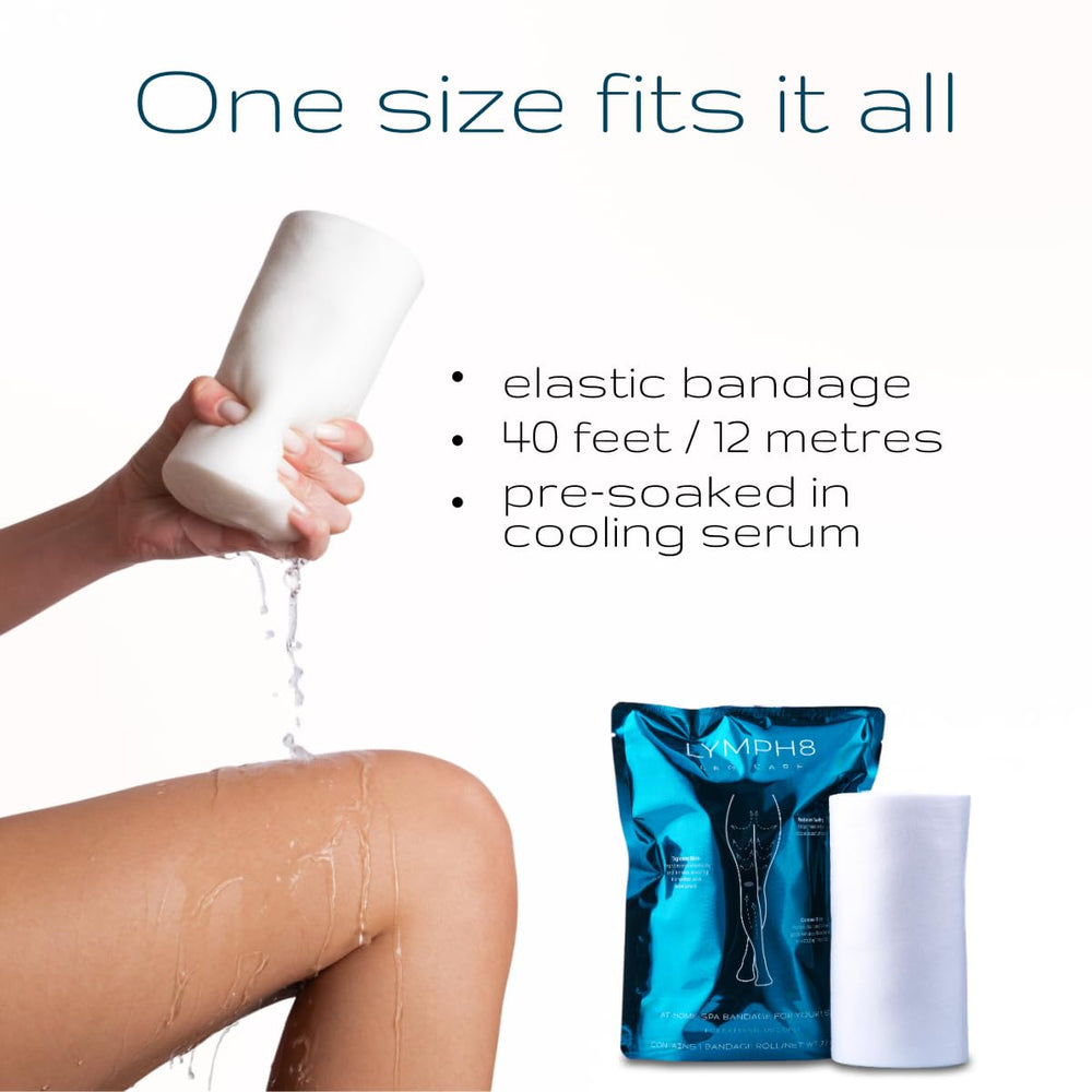 LYMPH8 wrap secured around the waist and thighs for targeted shaping.