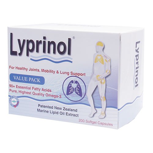 Lyprinol PCSO-524 capsules close-up showing softgels with marine fatty acids
