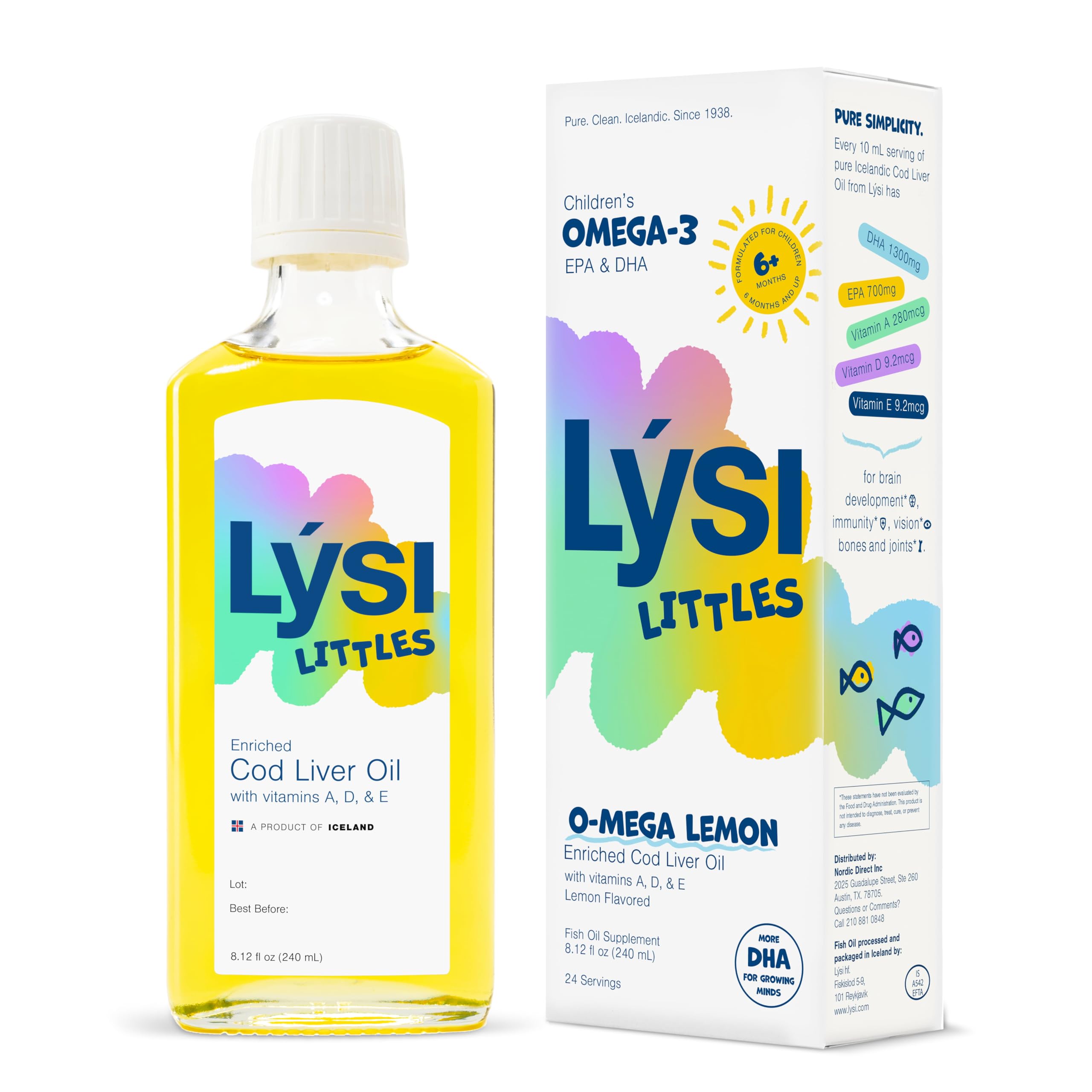 LYSI Littles lemon bottle for kids, supports daily omega-3 intake.