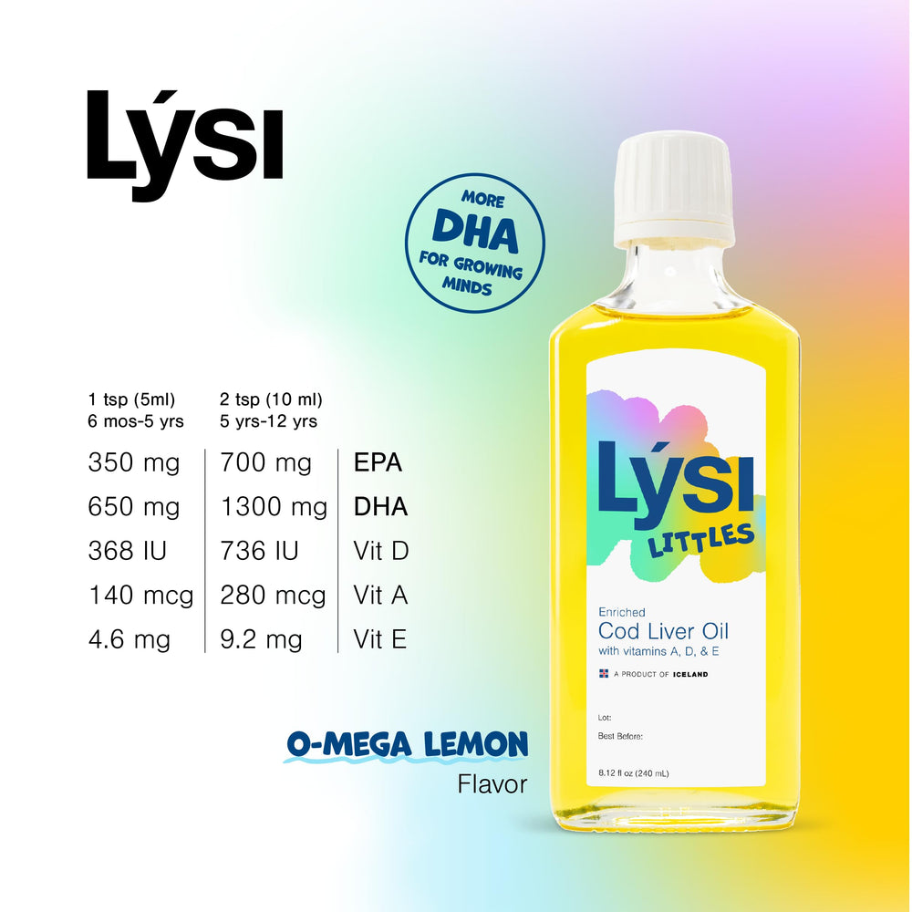 LYSI Littles lemon-tasting bottle in hands, kid-friendly flavor encourages routine.