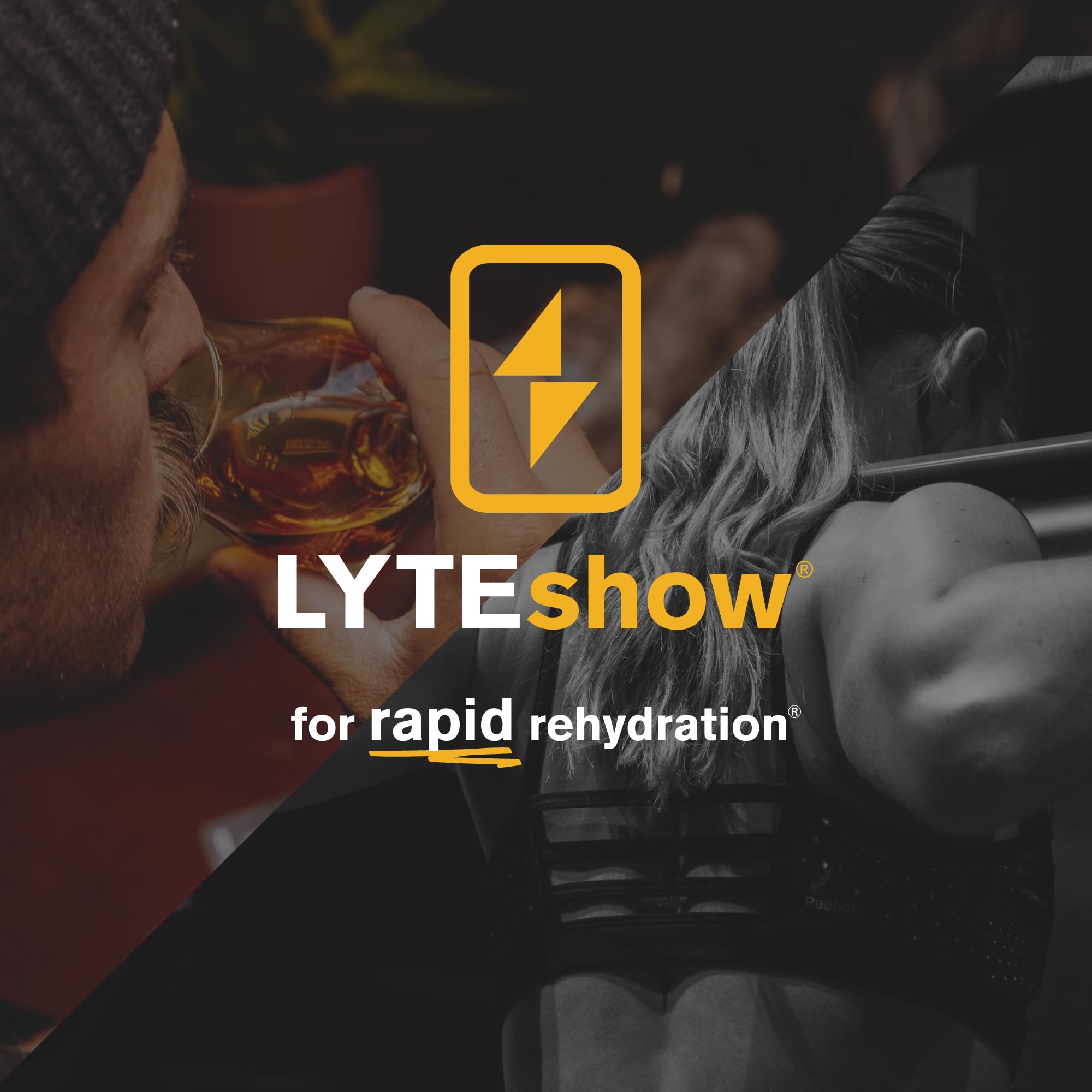 LyteLine Electrolyte Drops bottle with glass shows easy hydration setup.