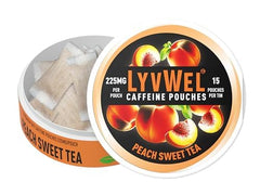 LyvWel peach sweet tea flavor close-up emphasizing refreshing taste.