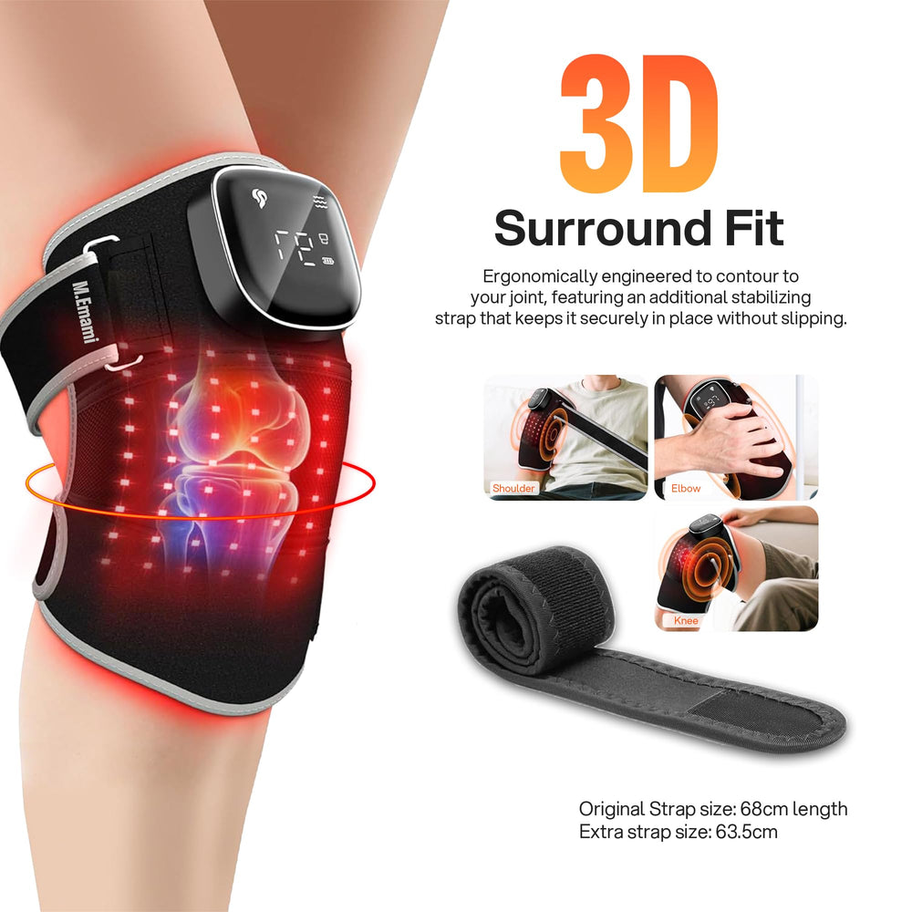 M. EMAMI knee massager back-strap highlights durable neoprene for comfortable wear.