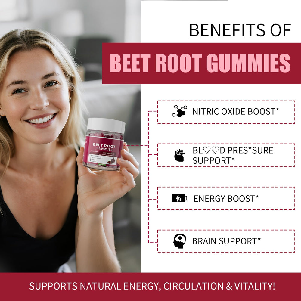 M inch Beet Root Gummies pour shot highlights easy daily serving.