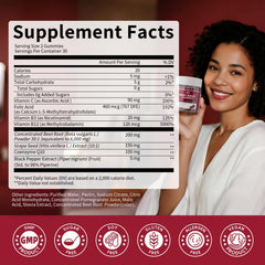 M inch Beet Root Gummies vegan and sugar-free symbol on label.