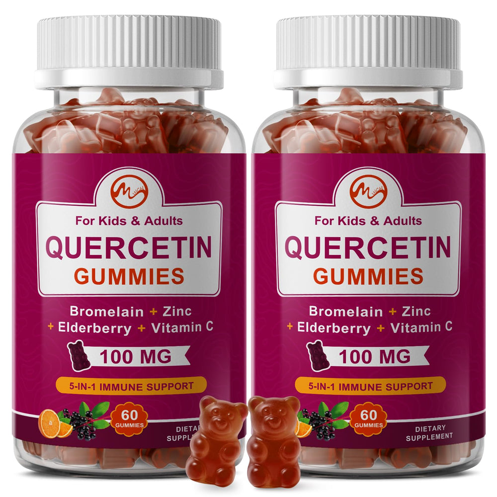 M inch Quercetin Gummies bottle showing vegan immune support formula