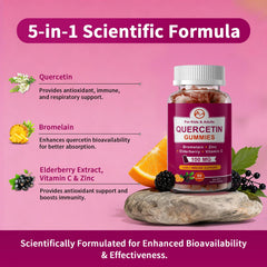 Ingredients panel of M inch Quercetin Gummies with quercetin and zinc