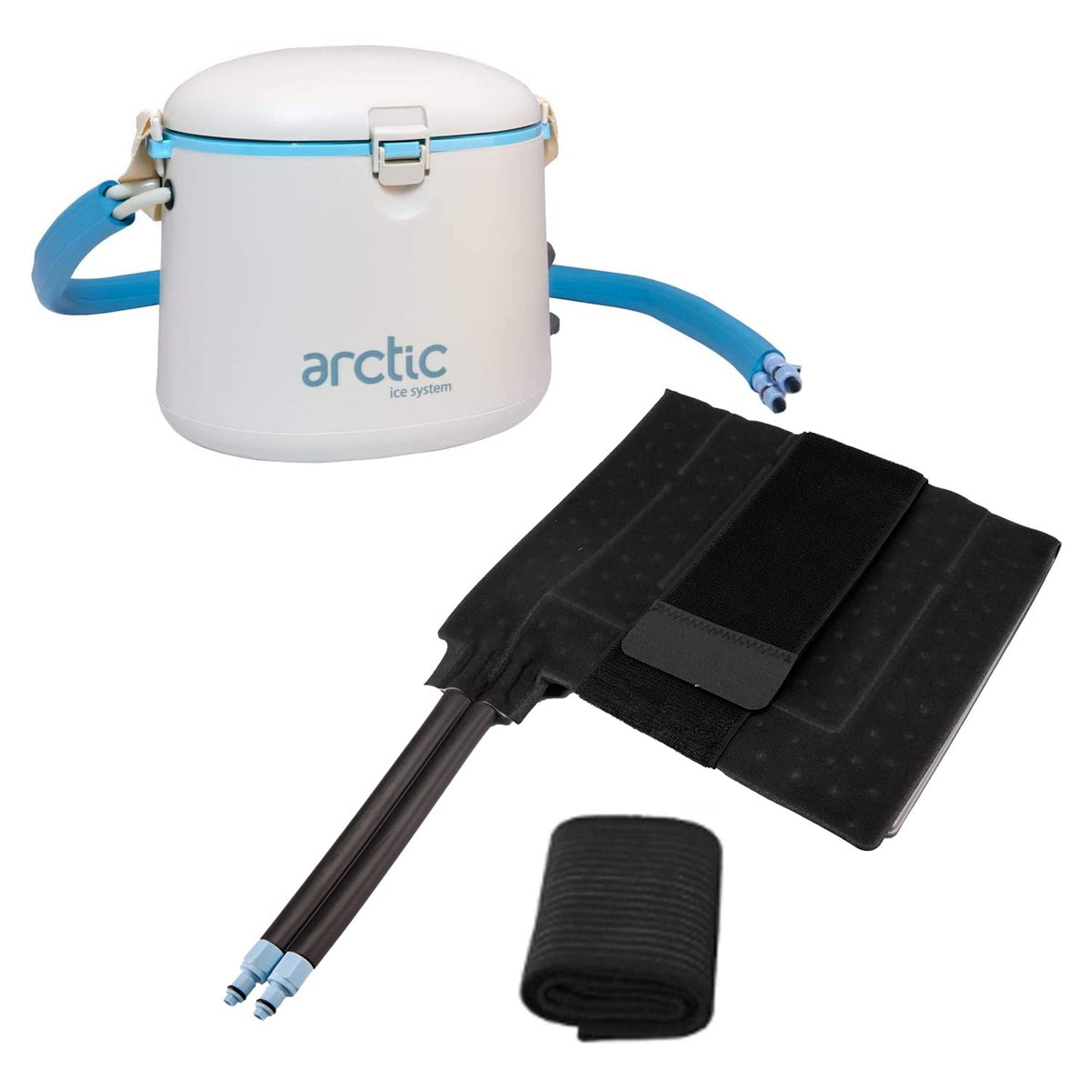 M Pain Arctic Ice AIS base unit shown with compact cold therapy setup for home use