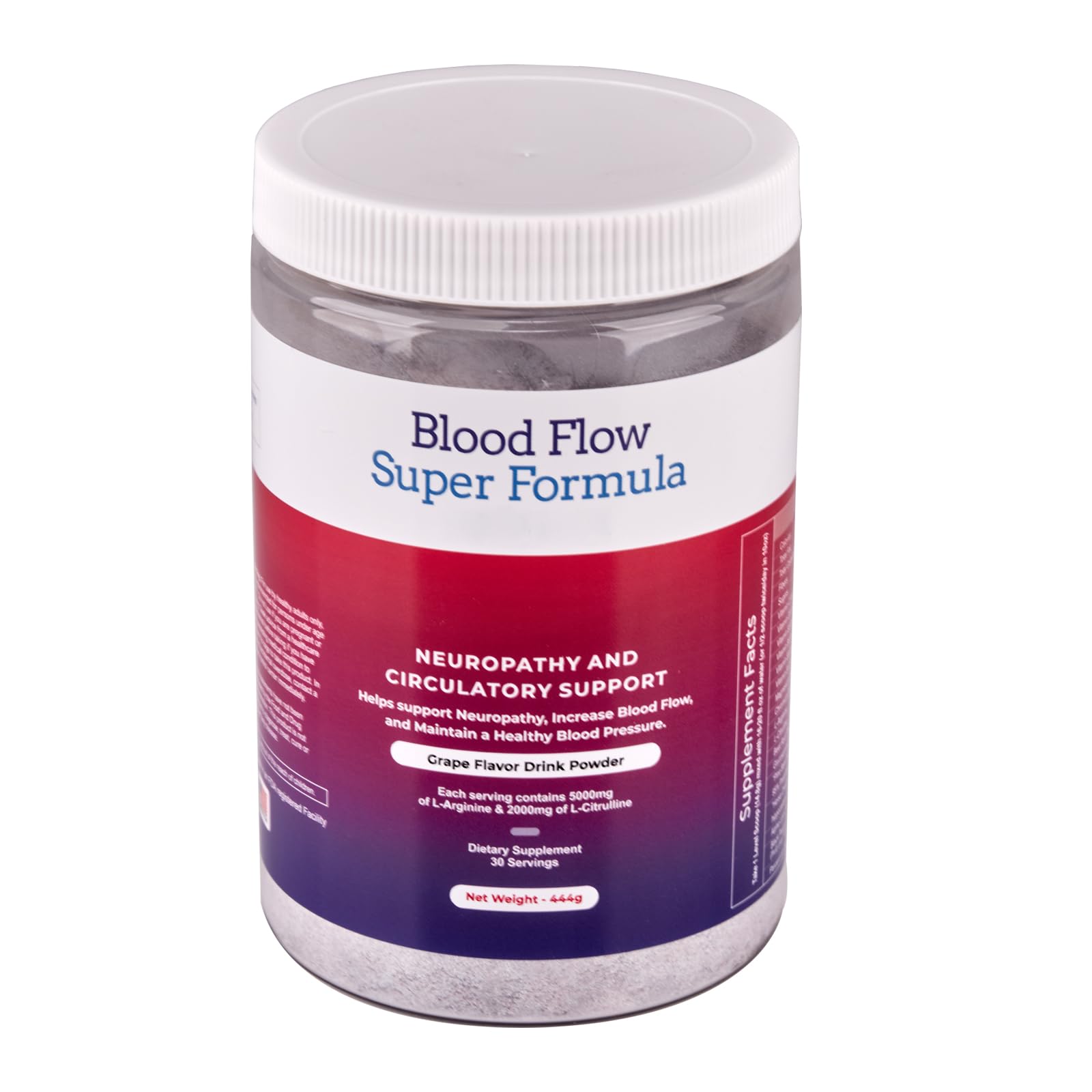 M Pain Management Technologies Blood Flow Drink Powder tub, hydration-ready packaging for daily support