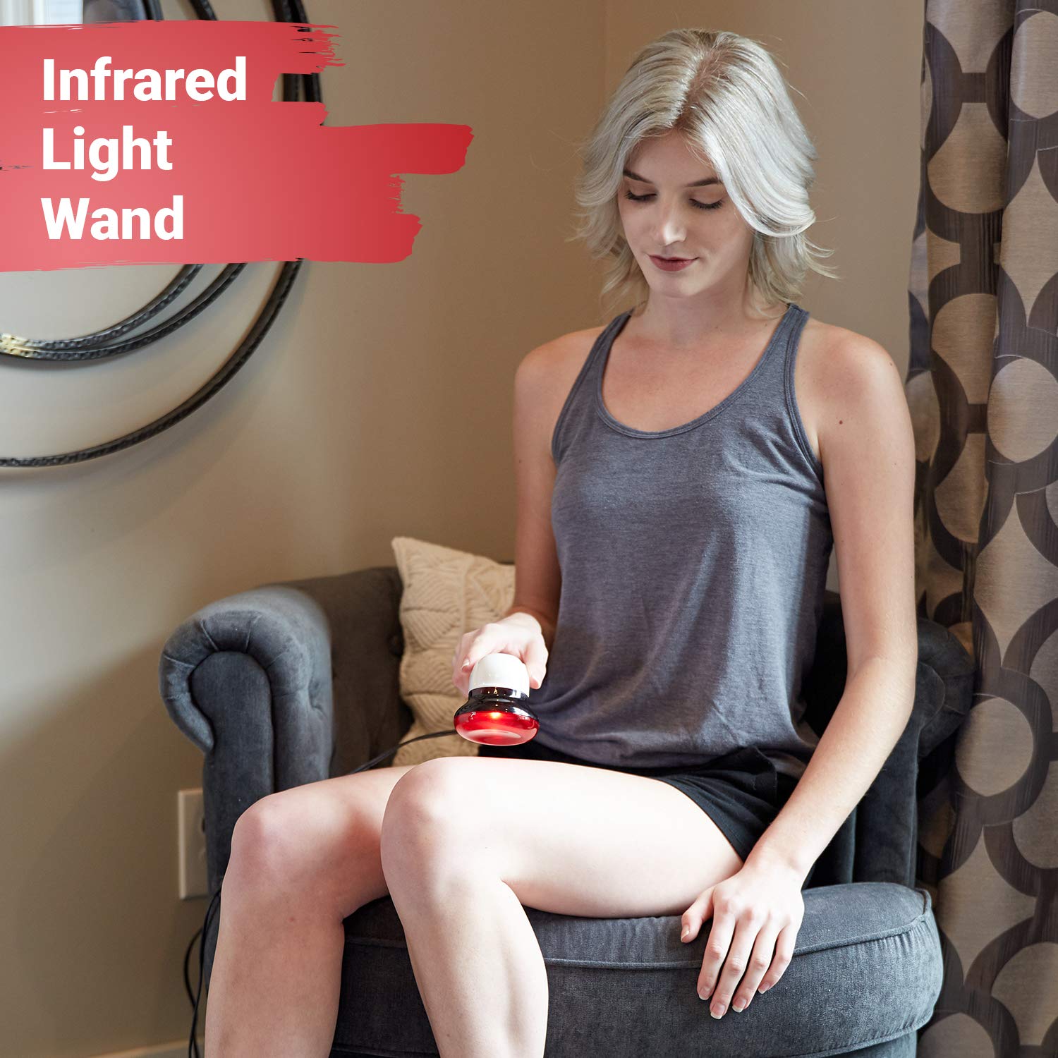 Infarex portable red light wand used in a home setting for relief