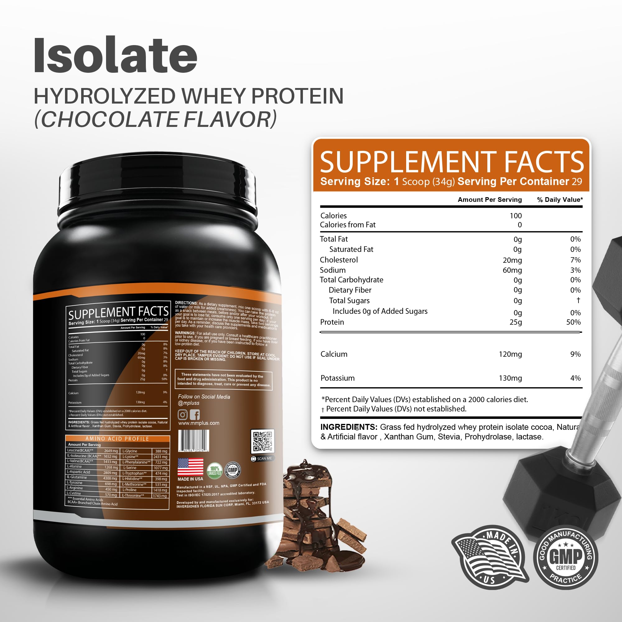 M+S protein scoop showing serving size for consistent daily protein intake.