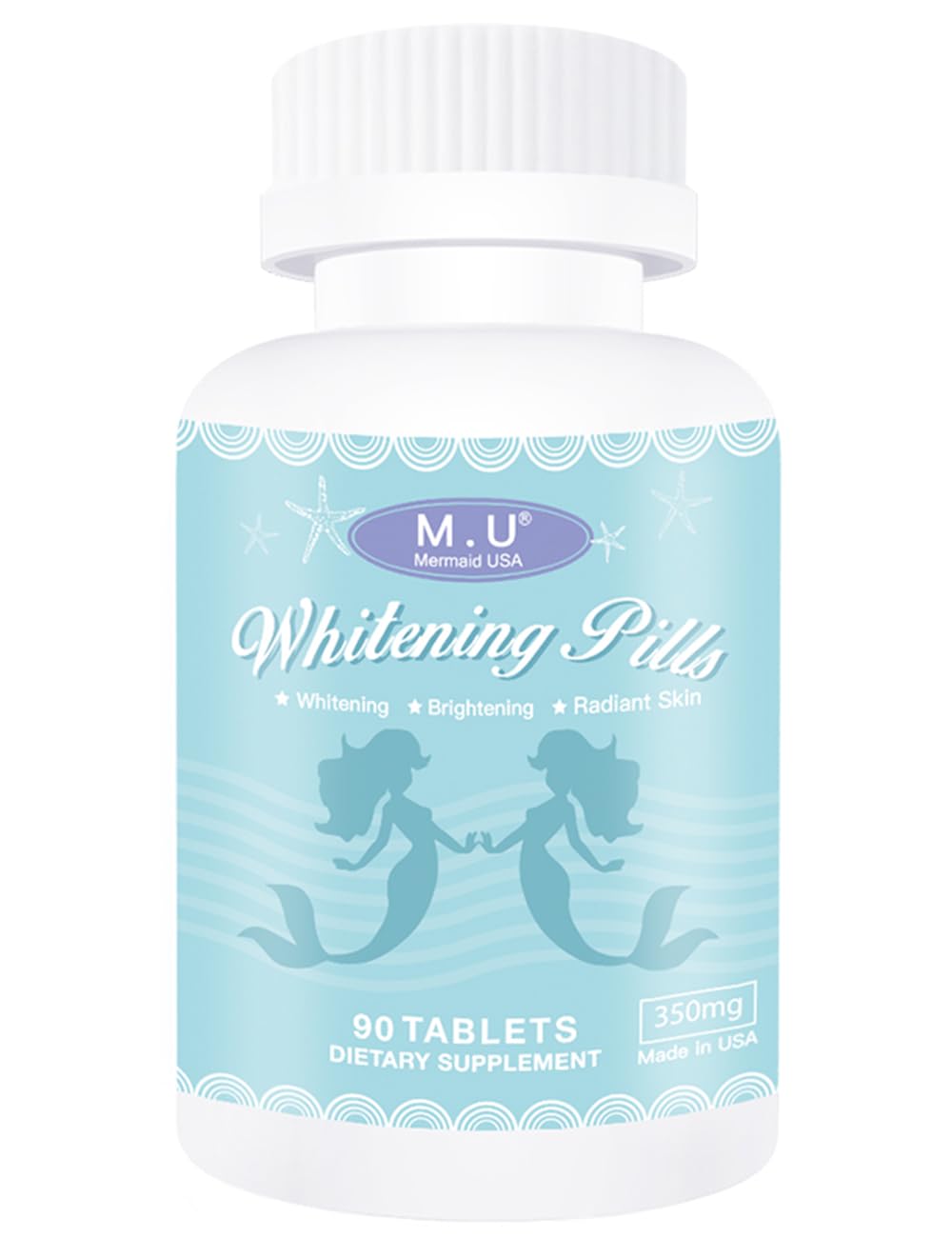 M.U Magic Whitening Pills bottle front view for clear skin support
