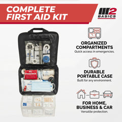 M2 BASICS kit contents ideal for car trips and travel emergencies