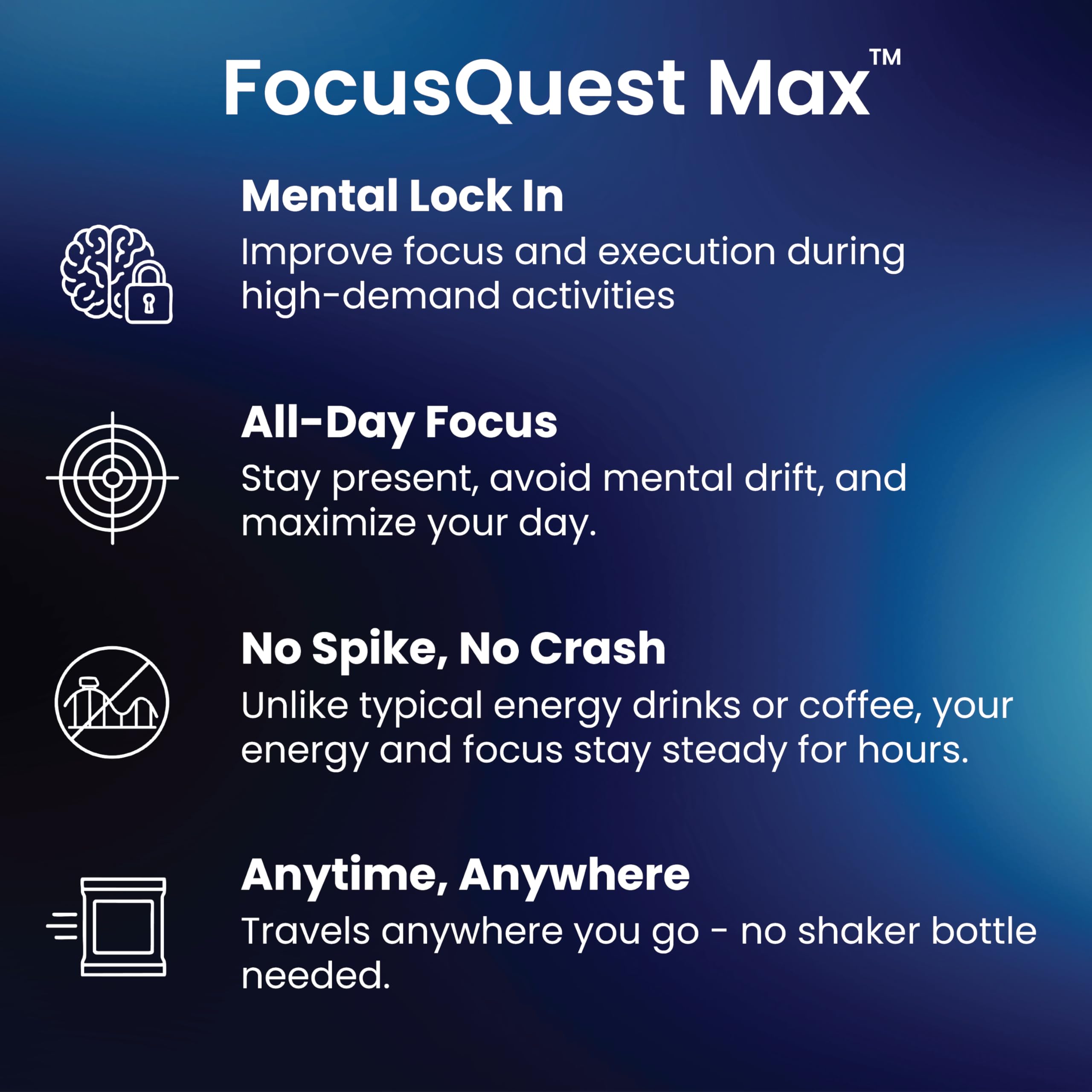 M2-P2 FocusQuest Max pairing caffeine and L-Theanine for balanced energy