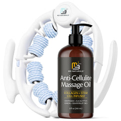 M3 Naturals anti cellulite oil bottle highlighting skin hydration and potential texture improvement.