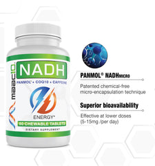 MAAC10 front label detail highlighting NADH and CoQ10 ingredients