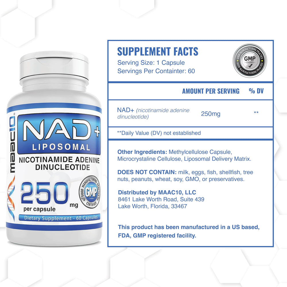 MAAC10 Liposomal NAD bottle on desk suggests daily wellness routine.