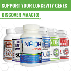 MAAC10 NADH capsule pour illustrating convenient daily serving