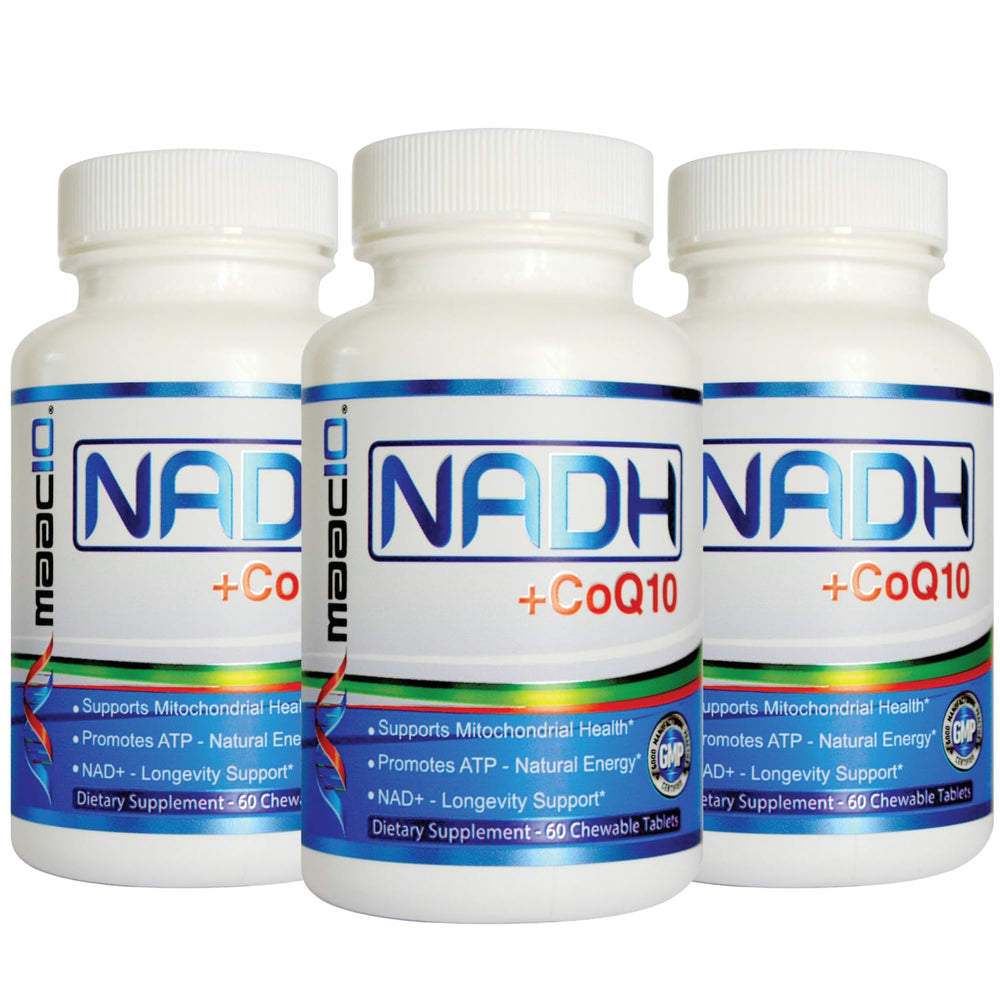 Maac10 NADH + CoQ10 chewables bottle front view for daily energy support