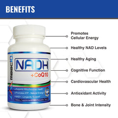 Maac10 NADH + CoQ10 tablets serving size two chewables for convenient daily use