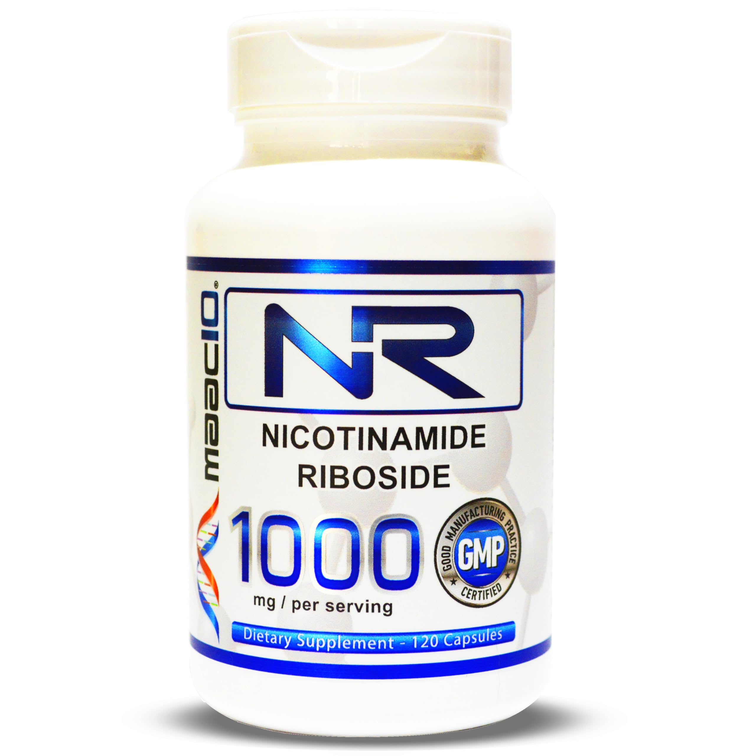 MAAC10 Nicotinamide Riboside bottle front showing NAD+ precursor for energy support.