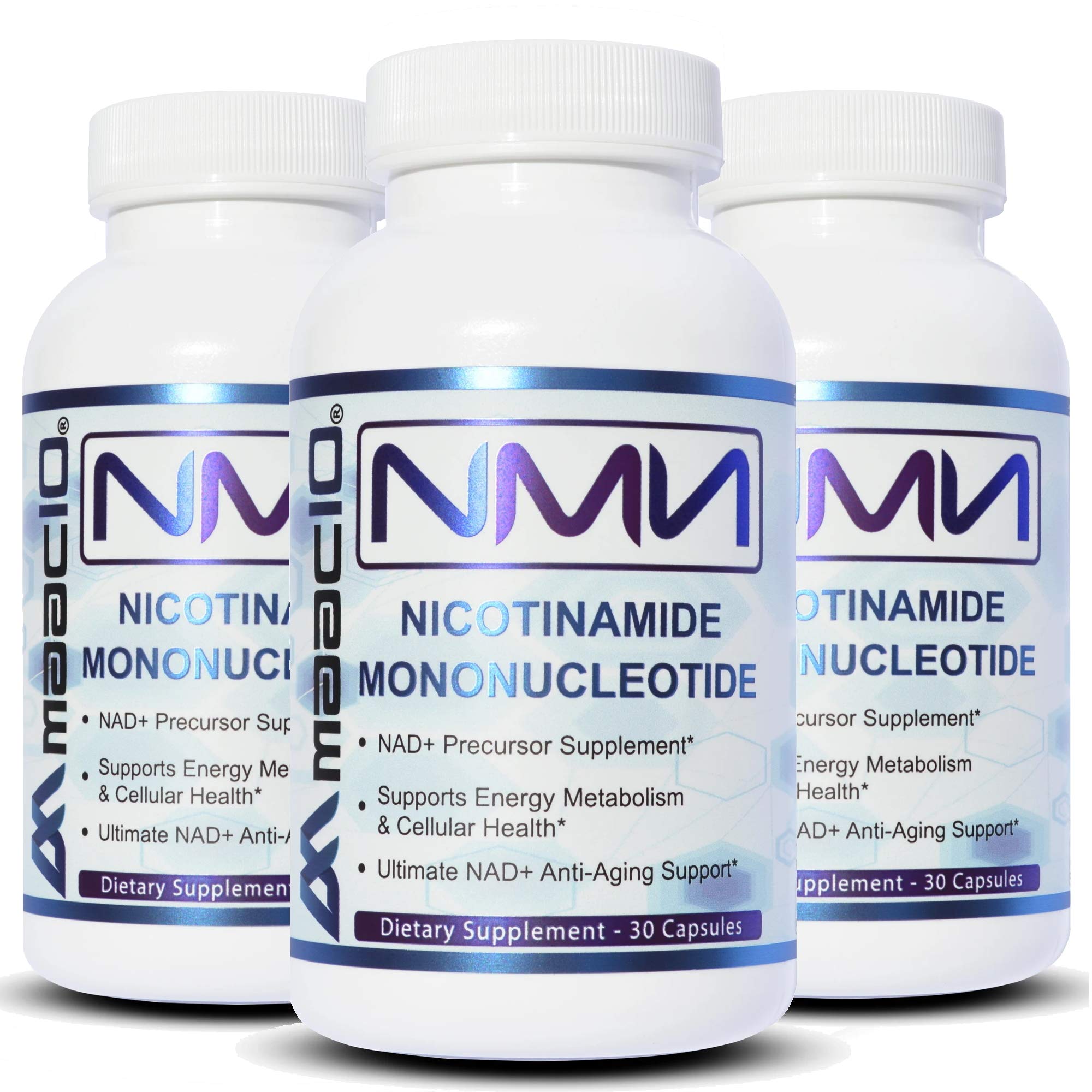 MAAC10 NMN bottle front showing 90-count capsules for NAD+ support