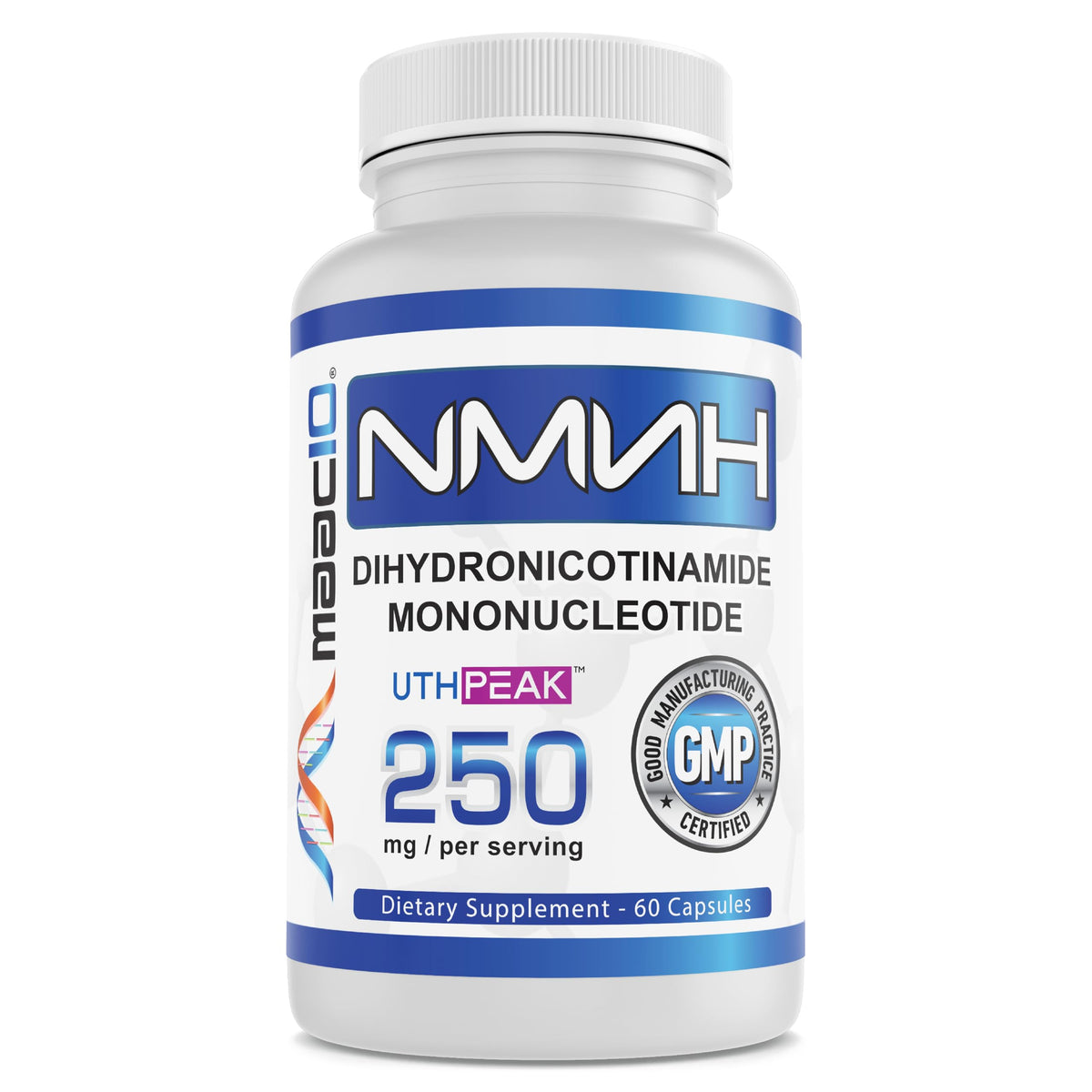 MAAC10 NMNH bottle front showing 250 mg serving for NAD+ support