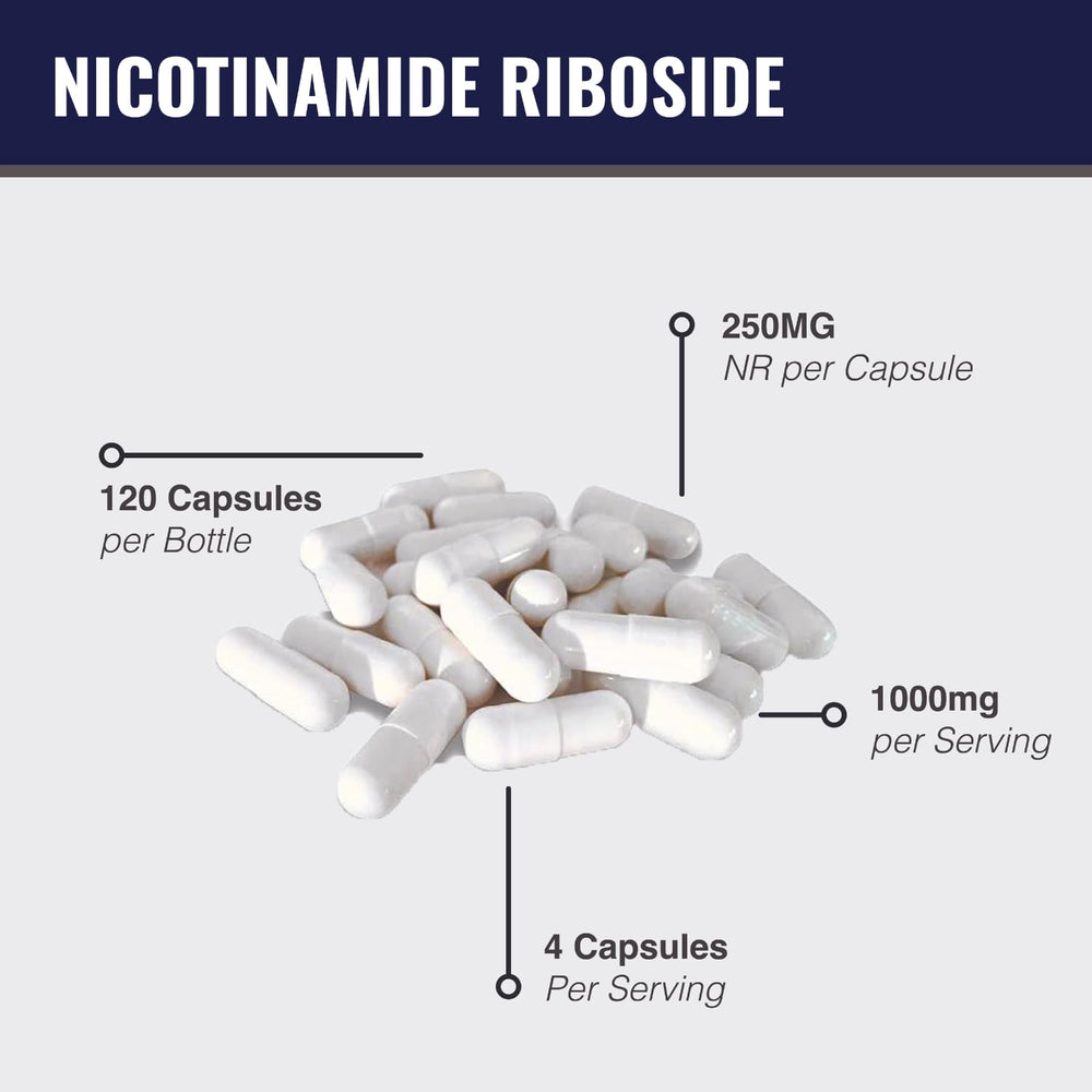 MAAC10 NR bottle with capsules pouring into a hand for dosage flexibility.