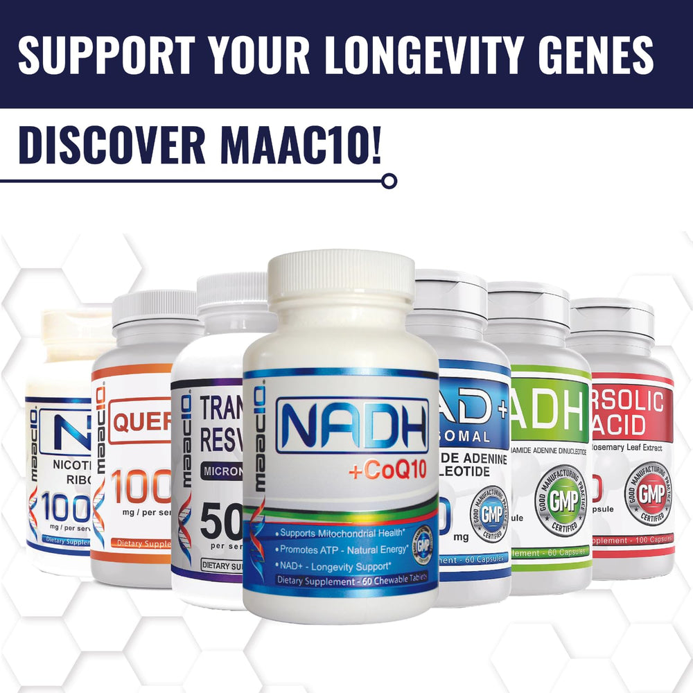 MAAC10 NR bottle with clear branding suitable for wellness visuals.